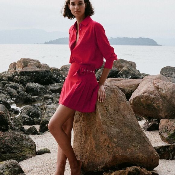 Zara Dresses & Skirts - Zara pleated buckle mini skirt